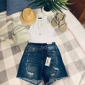 Judy Blue bleach splatter shorts